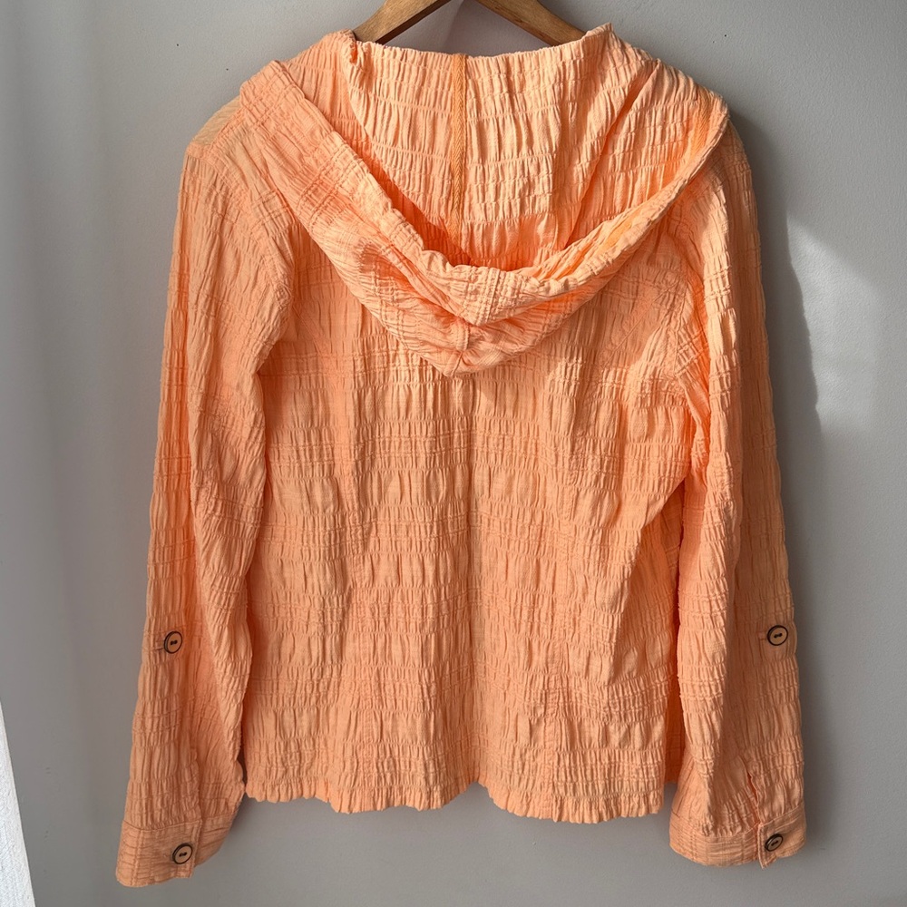 Christopher & Banks Crinkle Texture Zip Front Hooded Jacket Lightweight Layer - Picture 6 of 8